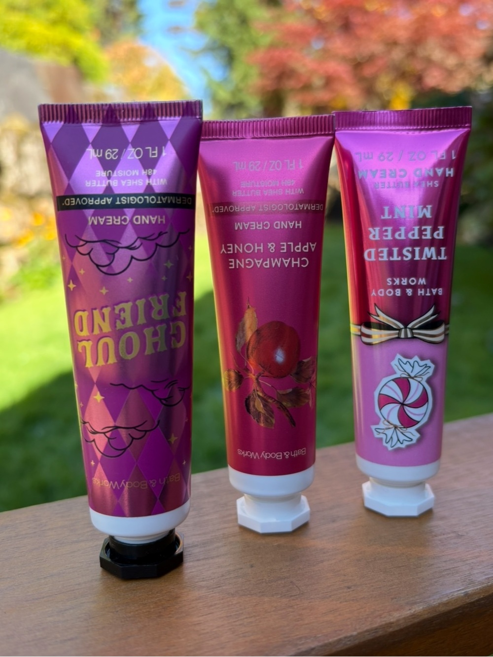 BUNDLE of 3 BBW Hand Creams Peppermint Apple Honey Citrus Halloween Shea Butter